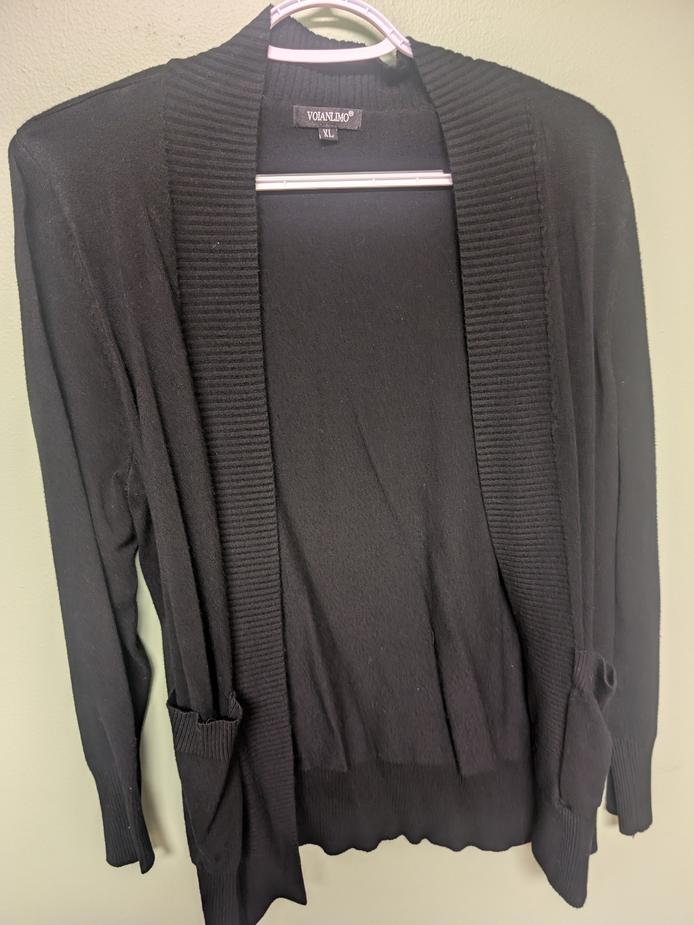Women's Open-Front Black Cardigan Sweater
